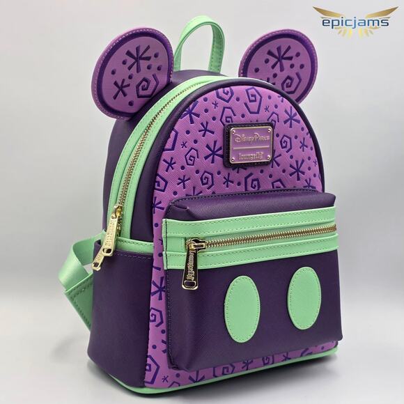 Loungefly Disney Parks Mickey Mouse Mad Tea Party Purple Mini Backpack Bag New - Picture 2 of 7